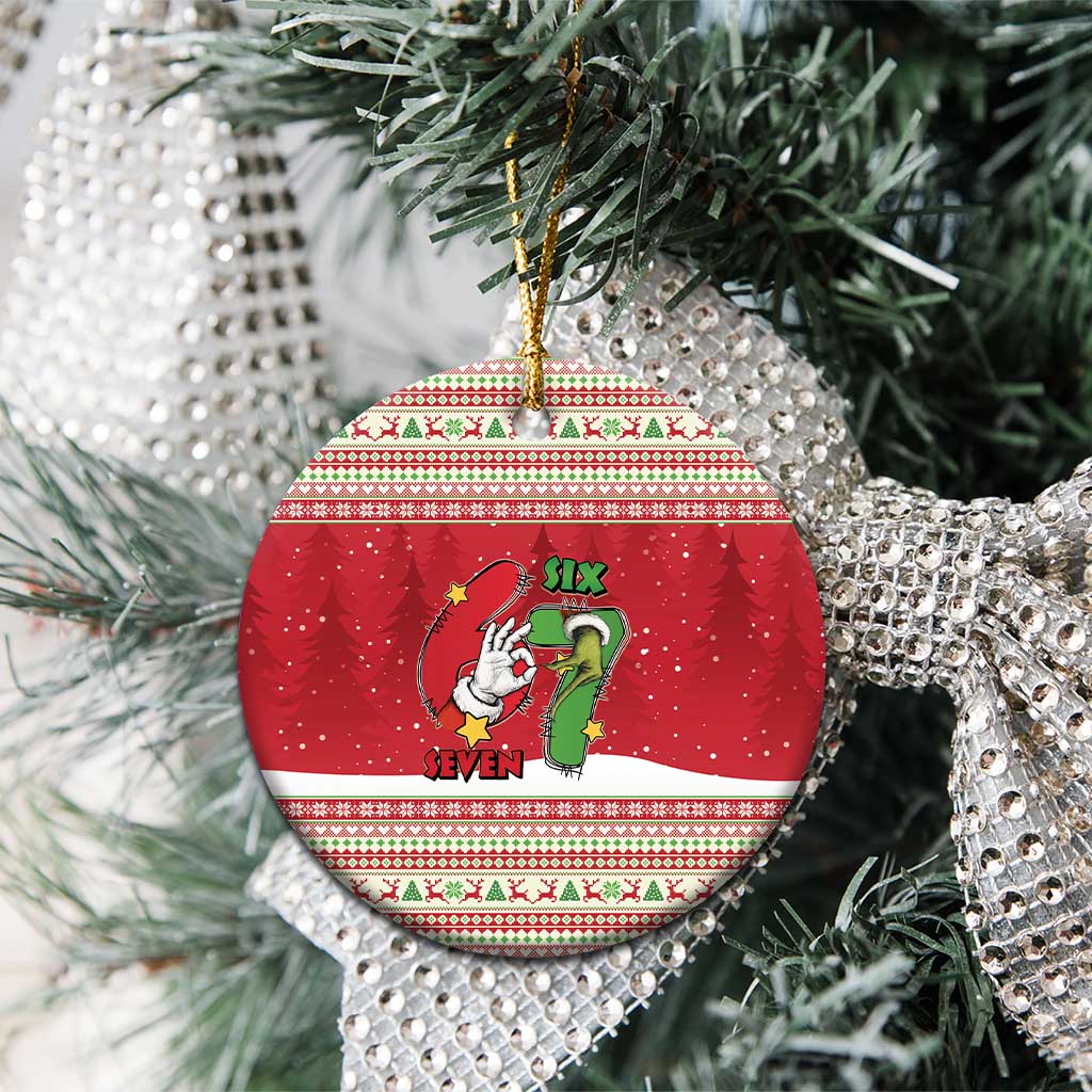Funny Six Seven Meme Christmas Ceramic Ornament Merry 67 Mas - Wonder Print Shop