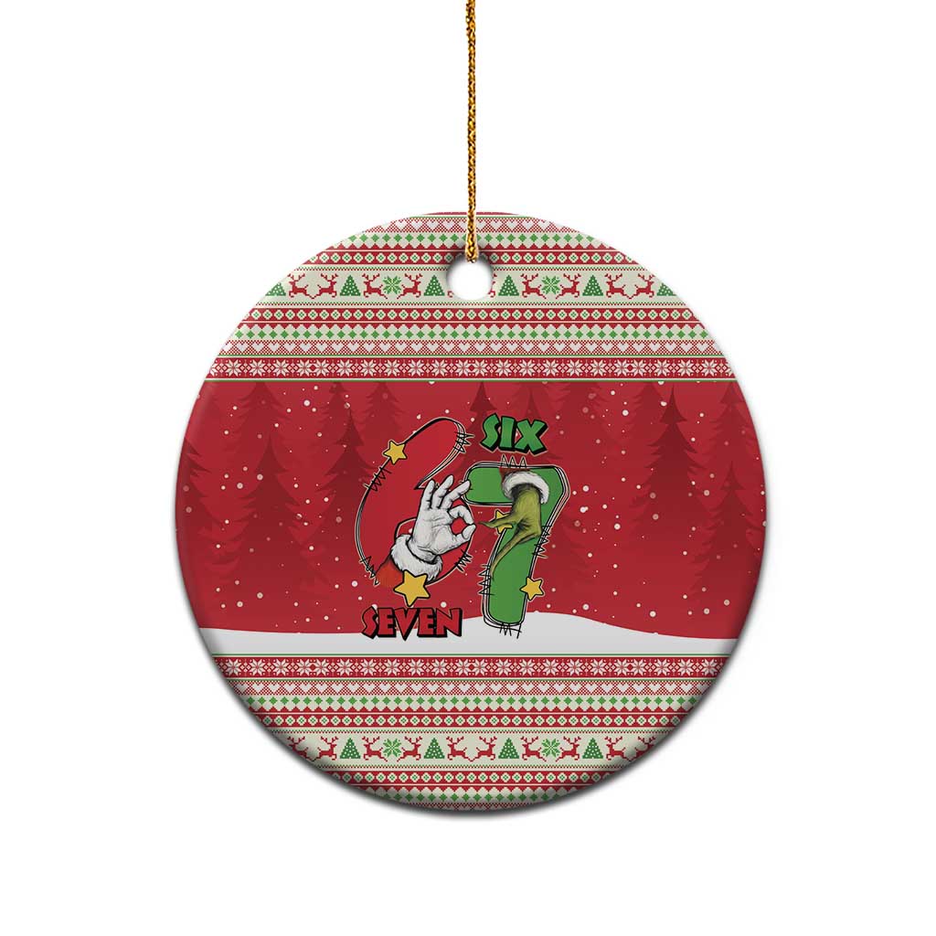 Funny Six Seven Meme Christmas Ceramic Ornament Merry 67 Mas - Wonder Print Shop