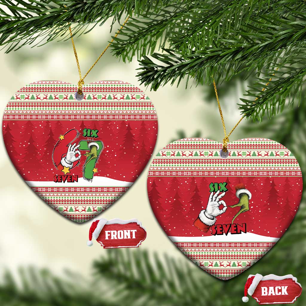 Funny Six Seven Meme Christmas Ceramic Ornament Merry 67 Mas - Wonder Print Shop