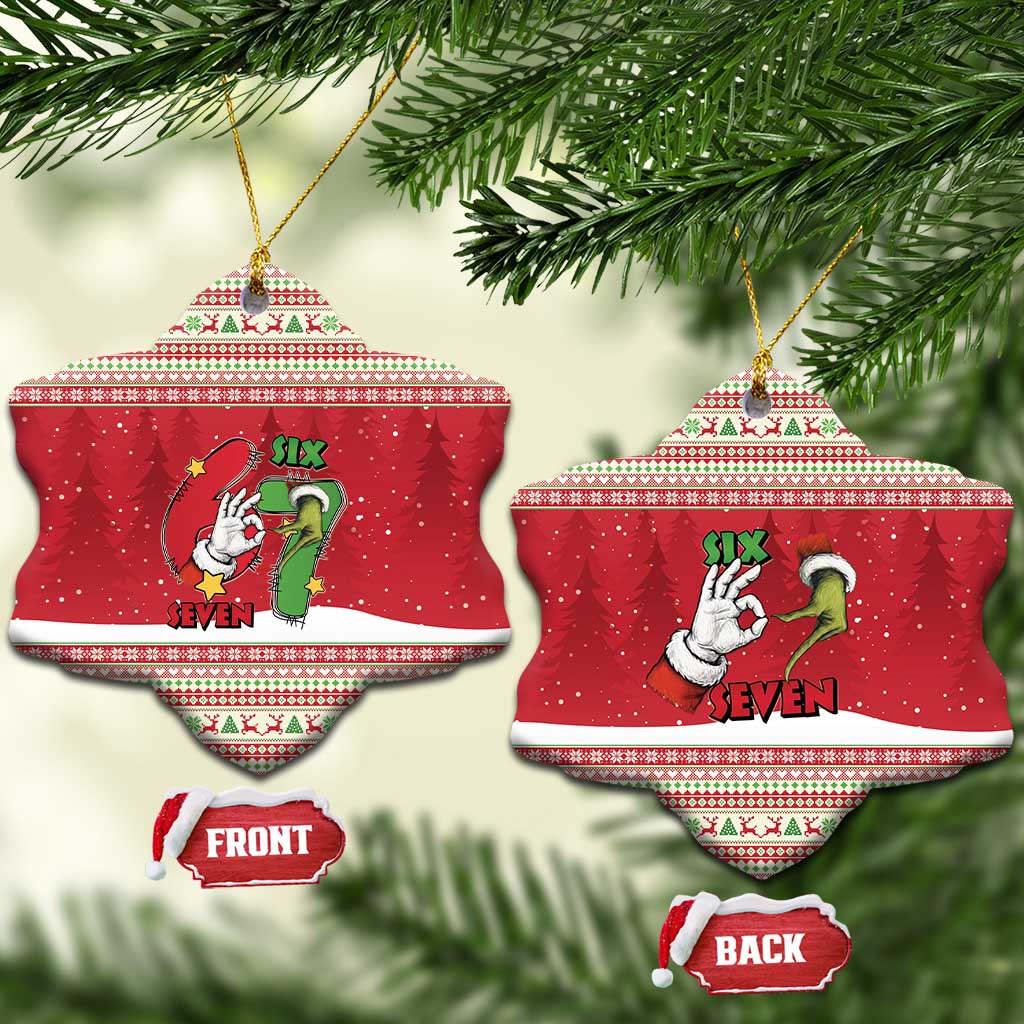 Funny Six Seven Meme Christmas Ceramic Ornament Merry 67 Mas - Wonder Print Shop