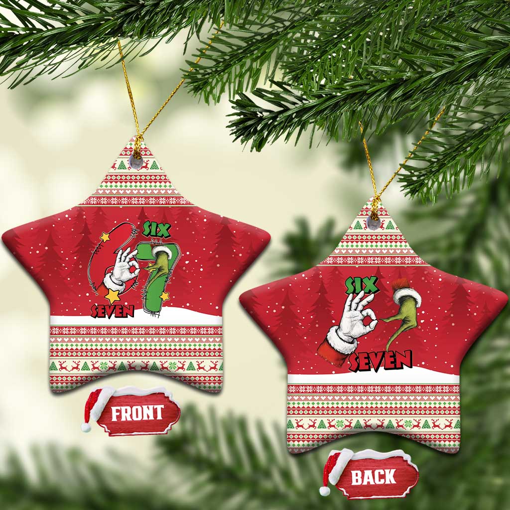 Funny Six Seven Meme Christmas Ceramic Ornament Merry 67 Mas - Wonder Print Shop
