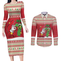 Funny Six Seven Meme Christmas Couples Matching Long Sleeve Bodycon Dress and Long Sleeve Button Shirt Merry 67 Mas - Wonder Print Shop
