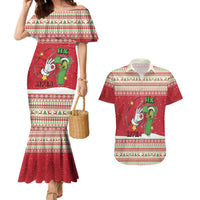 Funny Six Seven Meme Christmas Couples Matching Mermaid Dress and Hawaiian Shirt Merry 67 Mas - Wonder Print Shop