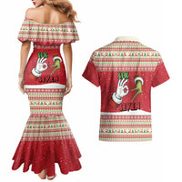 Funny Six Seven Meme Christmas Couples Matching Mermaid Dress and Hawaiian Shirt Merry 67 Mas - Wonder Print Shop