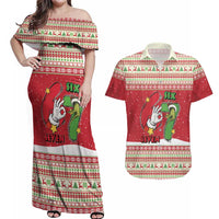 Funny Six Seven Meme Christmas Couples Matching Off Shoulder Maxi Dress and Hawaiian Shirt Merry 67 Mas - Wonder Print Shop
