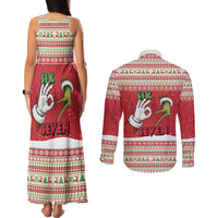 Funny Six Seven Meme Christmas Couples Matching Tank Maxi Dress and Long Sleeve Button Shirt Merry 67 Mas - Wonder Print Shop