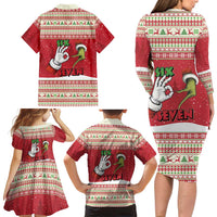 Funny Six Seven Meme Christmas Family Matching Long Sleeve Bodycon Dress and Hawaiian Shirt Merry 67 Mas - Wonder Print Shop