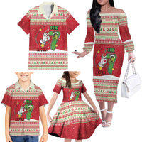 Funny Six Seven Meme Christmas Family Matching Off The Shoulder Long Sleeve Dress and Hawaiian Shirt Merry 67 Mas - Wonder Print Shop