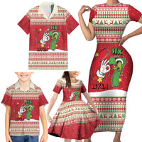 Funny Six Seven Meme Christmas Family Matching Short Sleeve Bodycon Dress and Hawaiian Shirt Merry 67 Mas - Wonder Print Shop