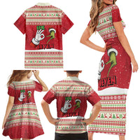 Funny Six Seven Meme Christmas Family Matching Short Sleeve Bodycon Dress and Hawaiian Shirt Merry 67 Mas - Wonder Print Shop