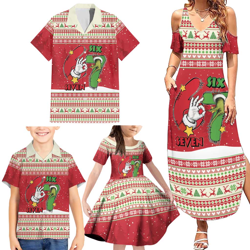 Funny Six Seven Meme Christmas Family Matching Summer Maxi Dress and Hawaiian Shirt Merry 67 Mas - Wonder Print Shop