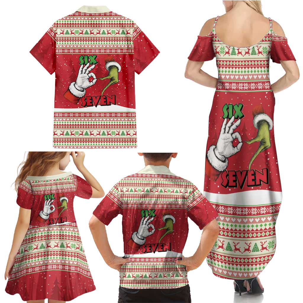 Funny Six Seven Meme Christmas Family Matching Summer Maxi Dress and Hawaiian Shirt Merry 67 Mas - Wonder Print Shop
