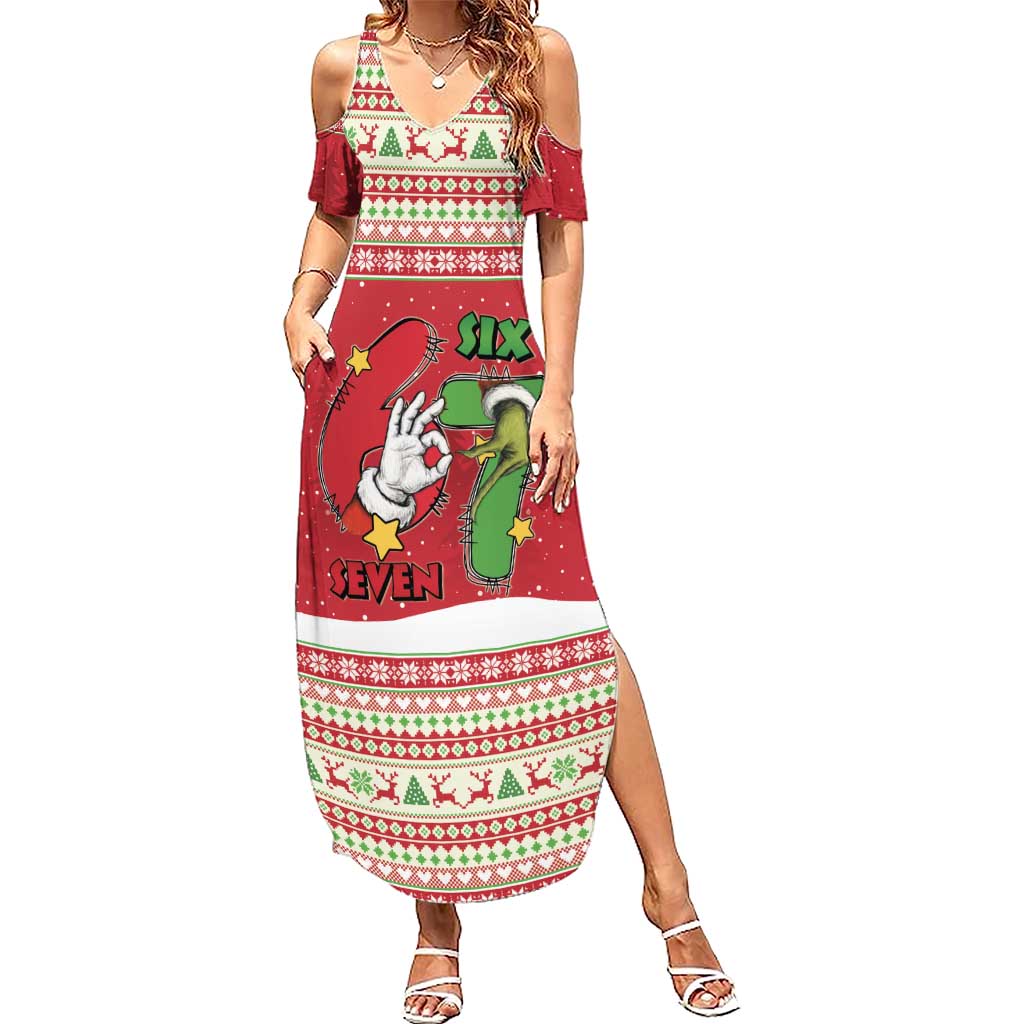 Funny Six Seven Meme Christmas Family Matching Summer Maxi Dress and Hawaiian Shirt Merry 67 Mas - Wonder Print Shop