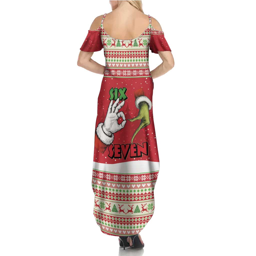 Funny Six Seven Meme Christmas Family Matching Summer Maxi Dress and Hawaiian Shirt Merry 67 Mas - Wonder Print Shop