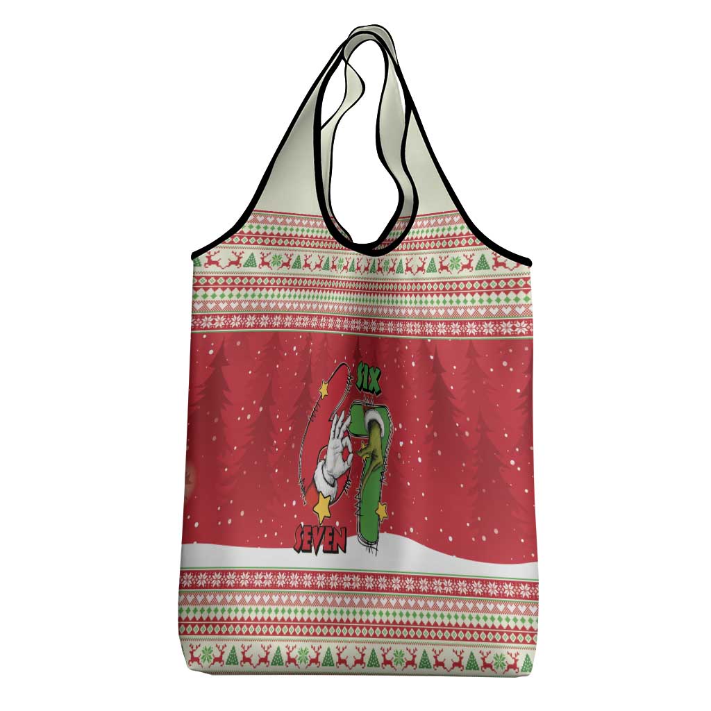 Funny Six Seven Meme Christmas Grocery Bag Merry 67 Mas - Wonder Print Shop