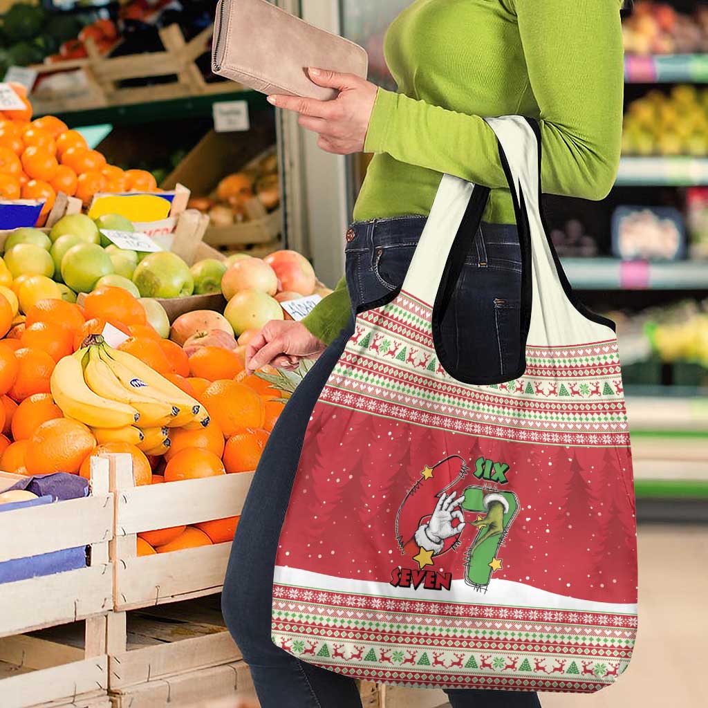 Funny Six Seven Meme Christmas Grocery Bag Merry 67 Mas - Wonder Print Shop