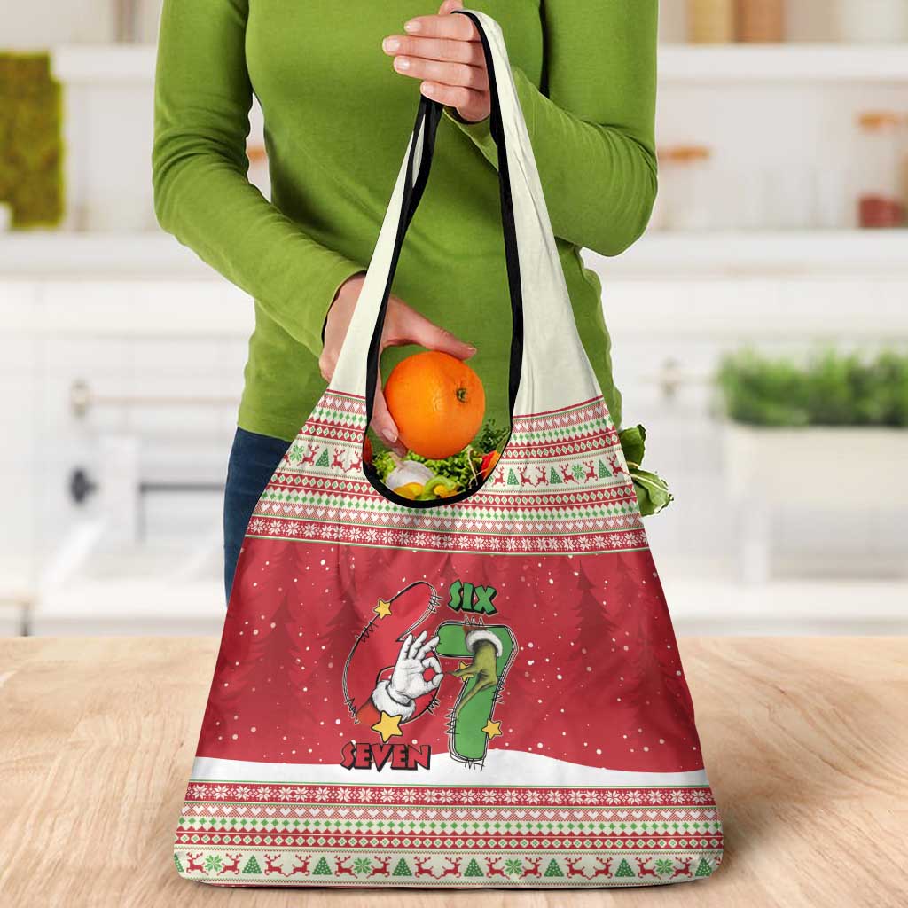 Funny Six Seven Meme Christmas Grocery Bag Merry 67 Mas - Wonder Print Shop
