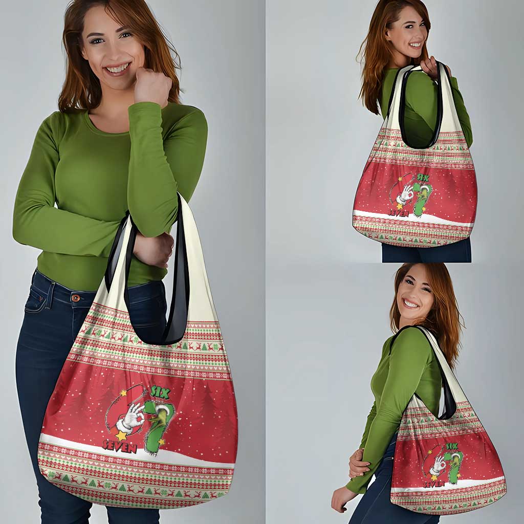 Funny Six Seven Meme Christmas Grocery Bag Merry 67 Mas - Wonder Print Shop