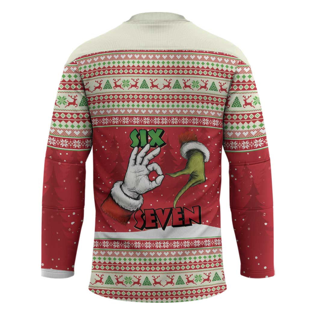 Funny Six Seven Meme Christmas Hockey Jersey Merry 67 Mas - Wonder Print Shop