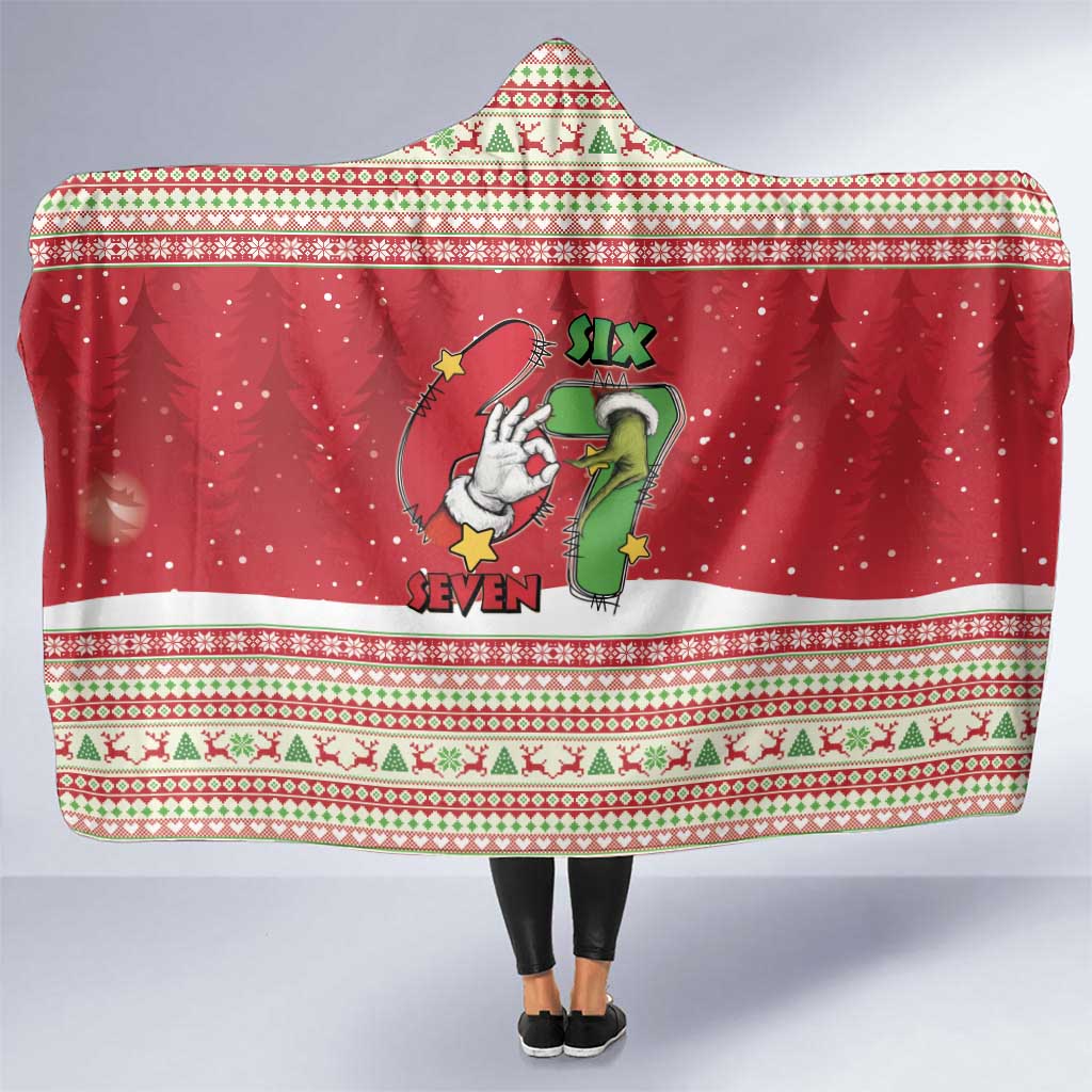 Funny Six Seven Meme Christmas Hooded Blanket Merry 67 Mas - Wonder Print Shop