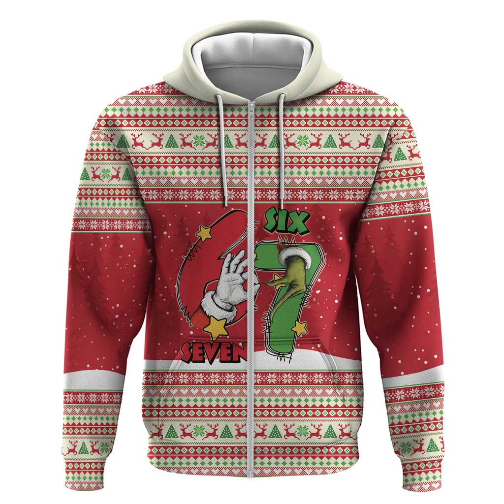 Funny Six Seven Meme Christmas Hoodie Merry 67 Mas - Wonder Print Shop