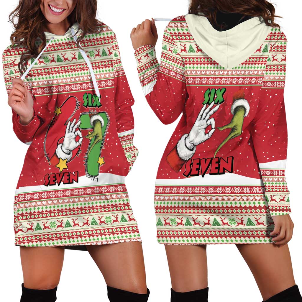 Funny Six Seven Meme Christmas Hoodie Dress Merry 67 Mas - Wonder Print Shop