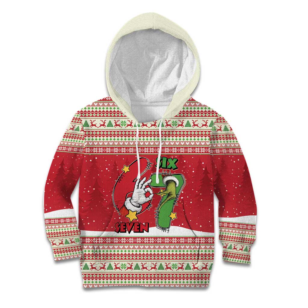 Funny Six Seven Meme Christmas Kid Hoodie Merry 67 Mas - Wonder Print Shop