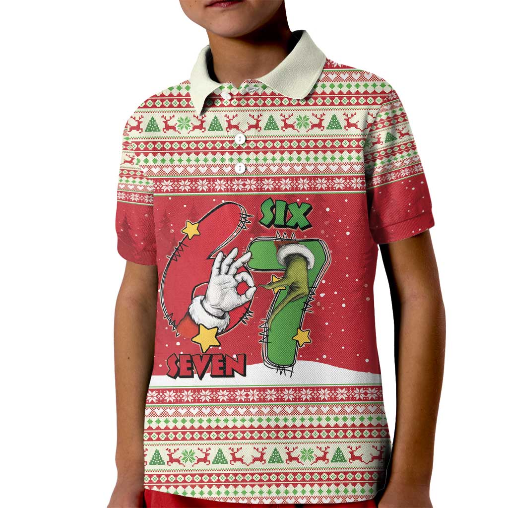 Funny Six Seven Meme Christmas Kid Polo Shirt Merry 67 Mas - Wonder Print Shop