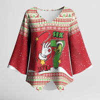 Funny Six Seven Meme Christmas Kimono Sleeve Blouse Merry 67 Mas - Wonder Print Shop