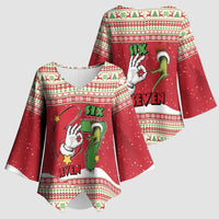 Funny Six Seven Meme Christmas Kimono Sleeve Blouse Merry 67 Mas - Wonder Print Shop
