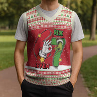 Funny Six Seven Meme Christmas Knitted V-Neck Vest Merry 67 Mas - Wonder Print Shop