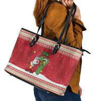 Funny Six Seven Meme Christmas Leather Tote Bag Merry 67 Mas - Wonder Print Shop
