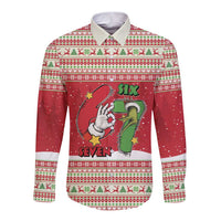 Funny Six Seven Meme Christmas Long Sleeve Button Shirt Merry 67 Mas - Wonder Print Shop