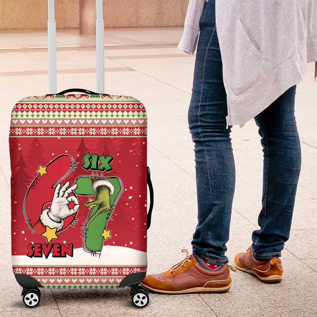Funny Six Seven Meme Christmas Luggage Cover Merry 67 Mas - Wonder Print Shop