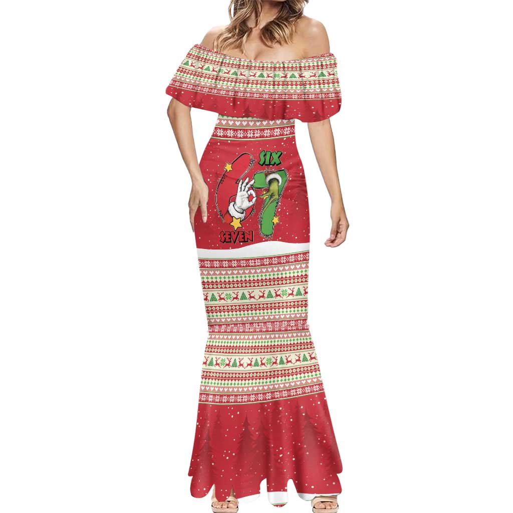 Funny Six Seven Meme Christmas Mermaid Dress Merry 67 Mas - Wonder Print Shop