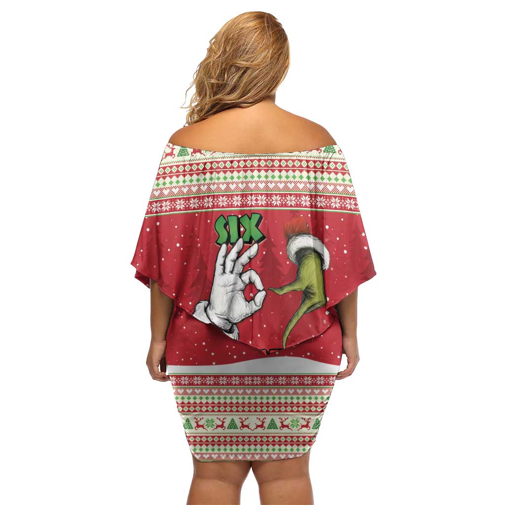 Funny Six Seven Meme Christmas Off Shoulder Short Dress Merry 67 Mas - Wonder Print Shop