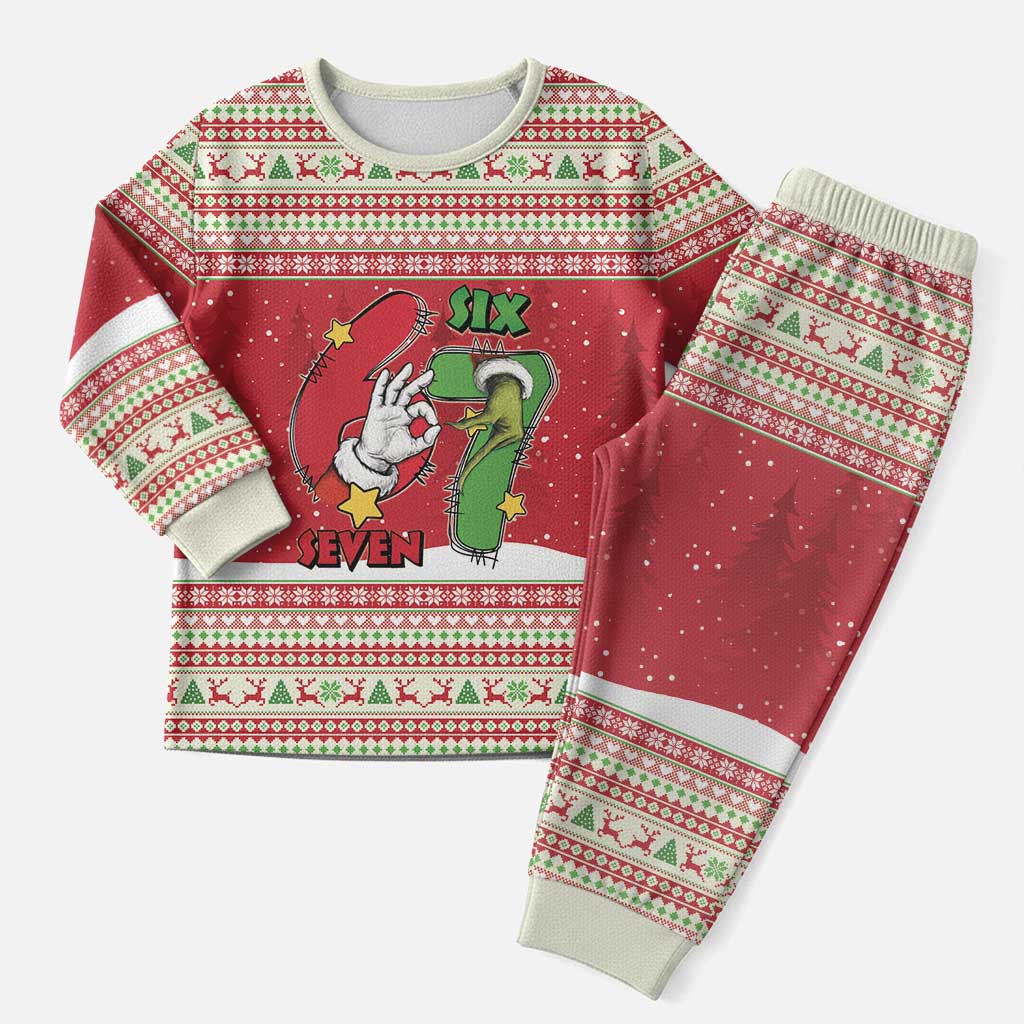 Funny Six Seven Meme Christmas Pajama Set Merry 67 Mas - Wonder Print Shop