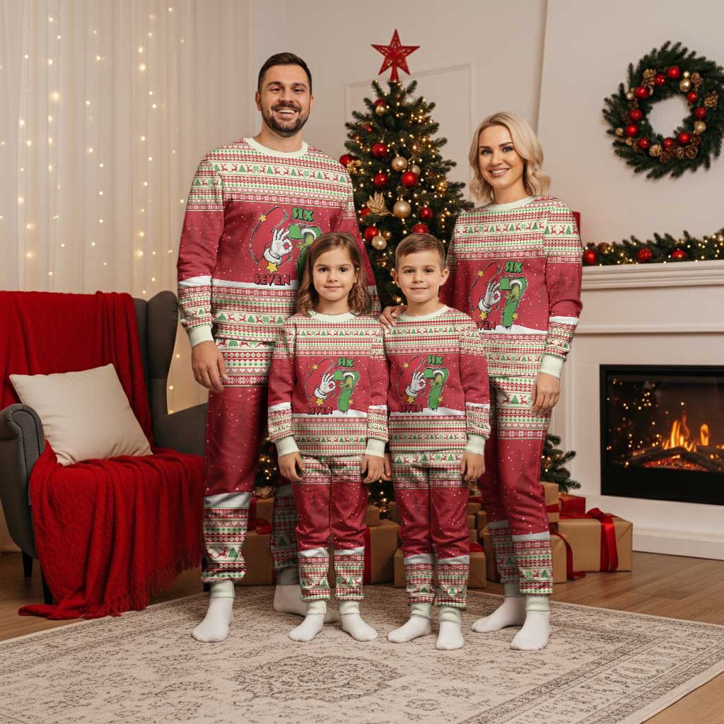 Funny Six Seven Meme Christmas Pajama Set Merry 67 Mas - Wonder Print Shop