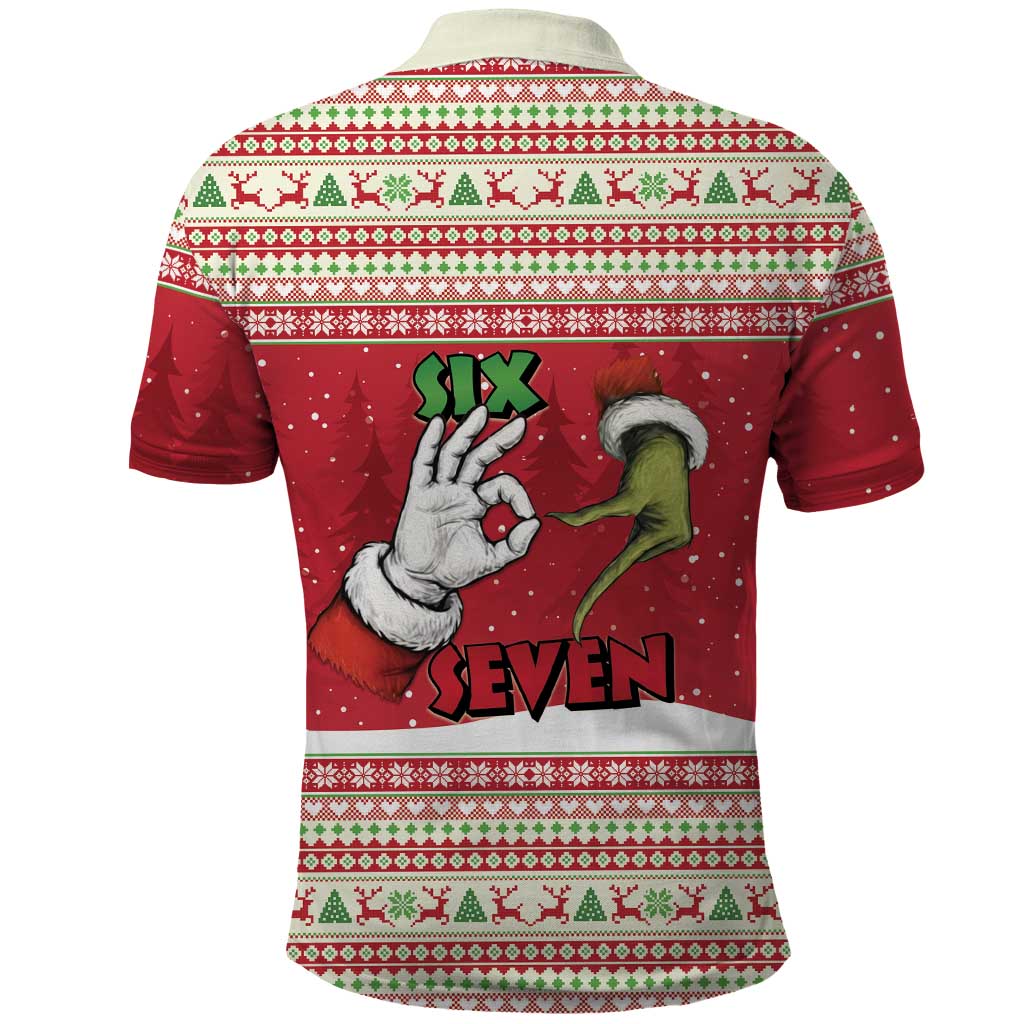 Funny Six Seven Meme Christmas Polo Shirt Merry 67 Mas - Wonder Print Shop