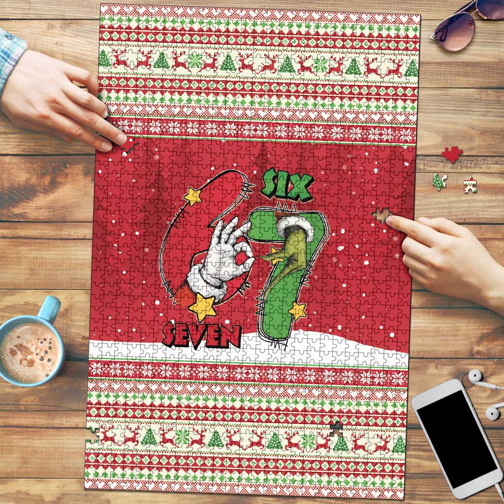 Funny Six Seven Meme Christmas Puzzle Merry 67 Mas - Wonder Print Shop