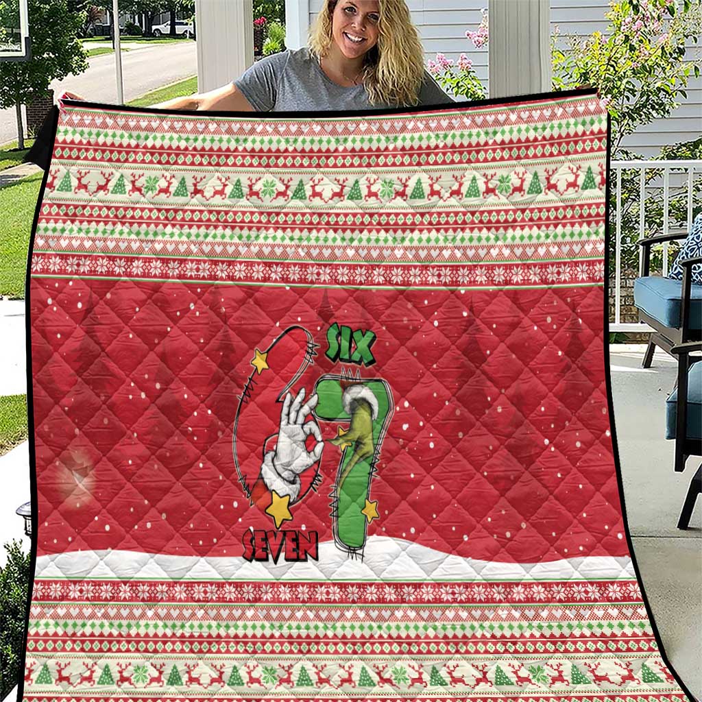 Funny Six Seven Meme Christmas Quilt Merry 67 Mas - Wonder Print Shop