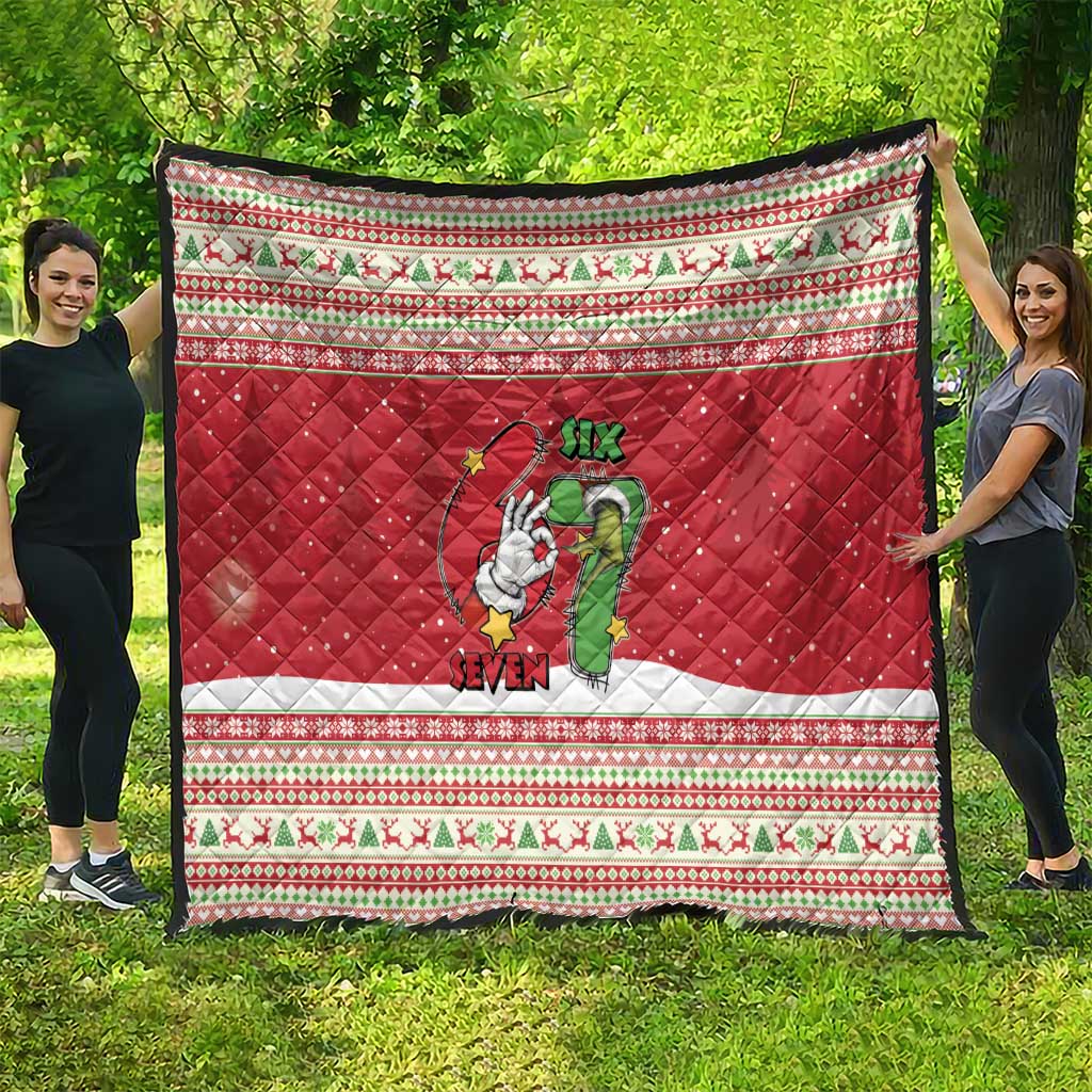 Funny Six Seven Meme Christmas Quilt Merry 67 Mas - Wonder Print Shop