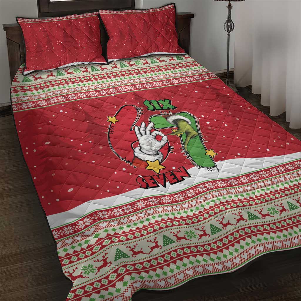Funny Six Seven Meme Christmas Quilt Bed Set Merry 67 Mas - Wonder Print Shop