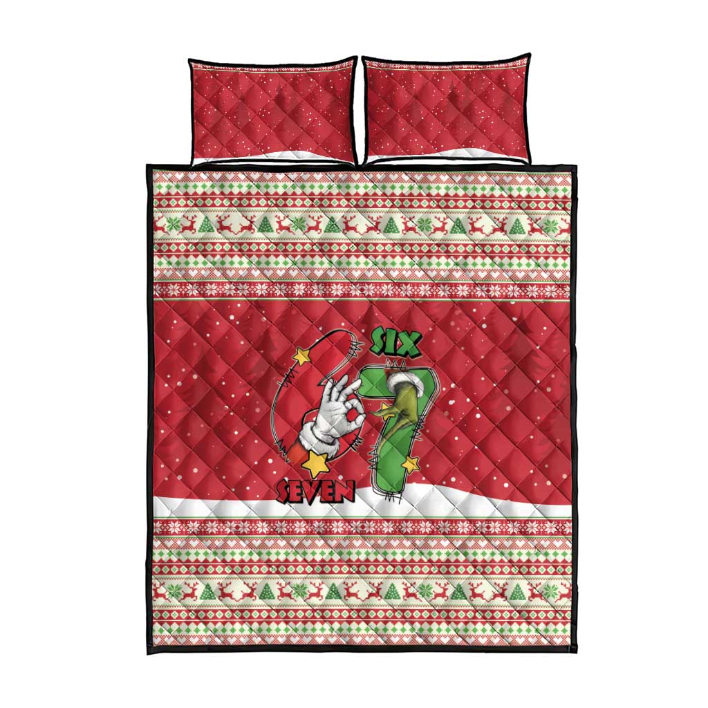 Funny Six Seven Meme Christmas Quilt Bed Set Merry 67 Mas - Wonder Print Shop