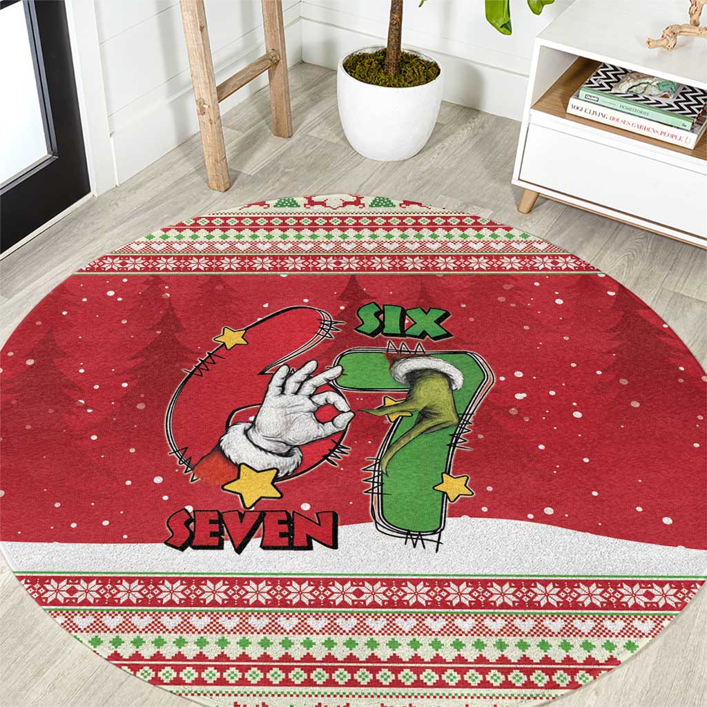 Funny Six Seven Meme Christmas Round Carpet Merry 67 Mas - Wonder Print Shop