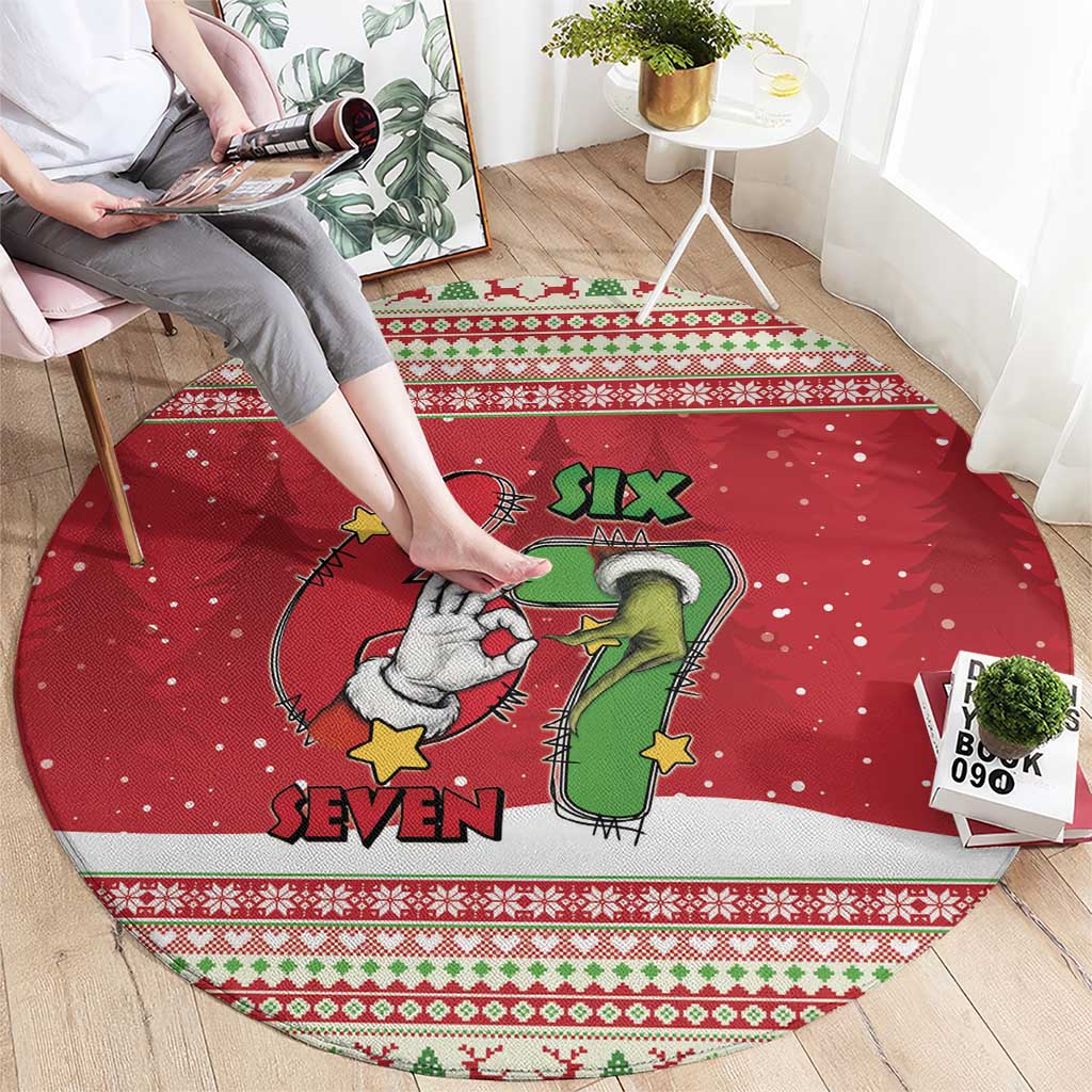 Funny Six Seven Meme Christmas Round Carpet Merry 67 Mas - Wonder Print Shop
