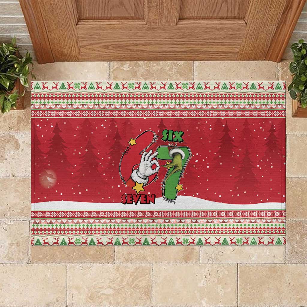 Funny Six Seven Meme Christmas Rubber Doormat Merry 67 Mas - Wonder Print Shop