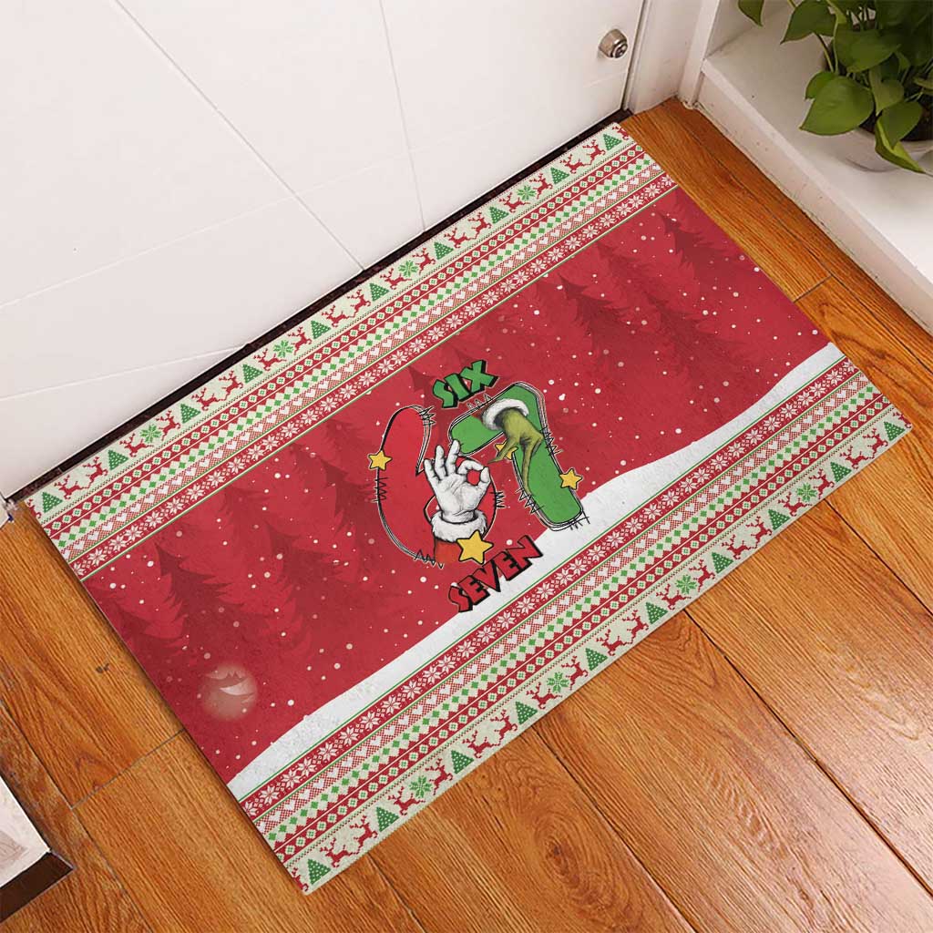 Funny Six Seven Meme Christmas Rubber Doormat Merry 67 Mas - Wonder Print Shop