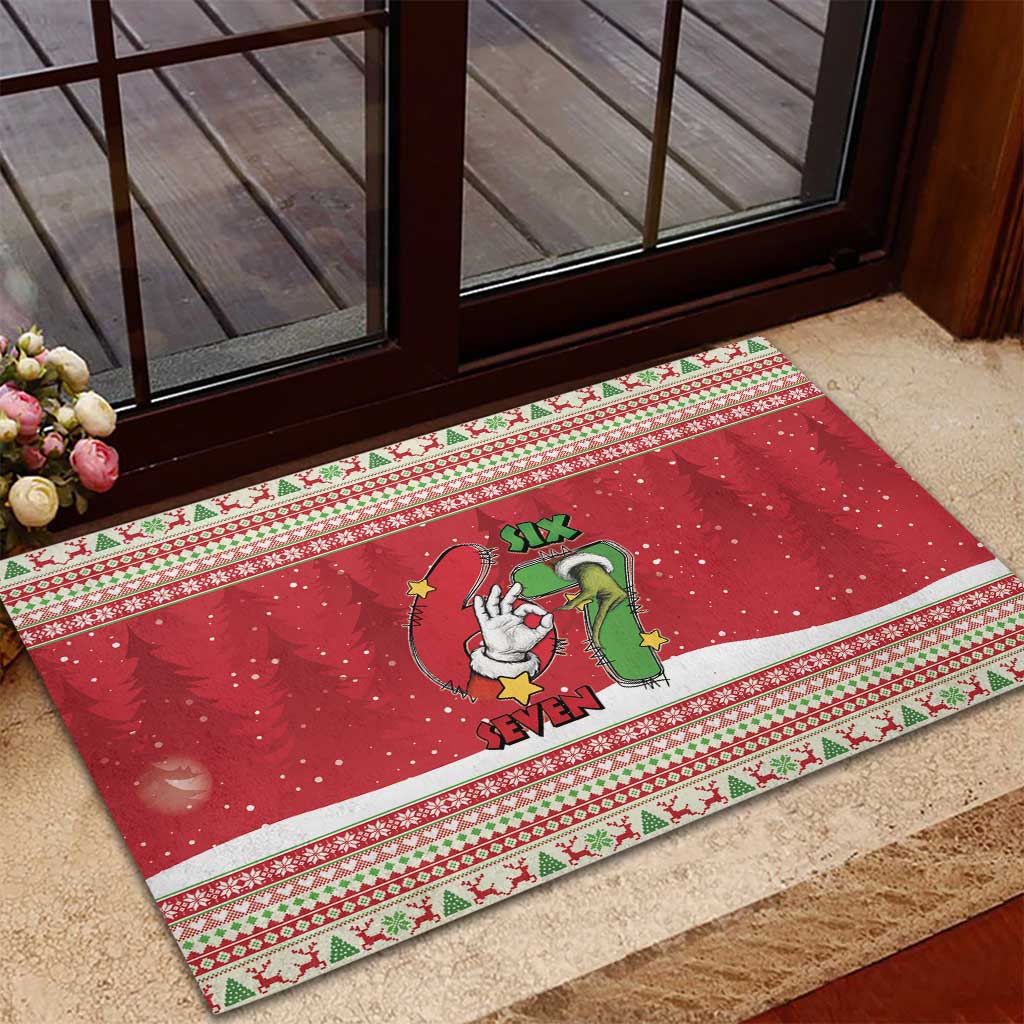 Funny Six Seven Meme Christmas Rubber Doormat Merry 67 Mas - Wonder Print Shop