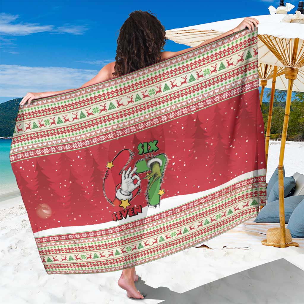 Funny Six Seven Meme Christmas Sarong Merry 67 Mas - Wonder Print Shop
